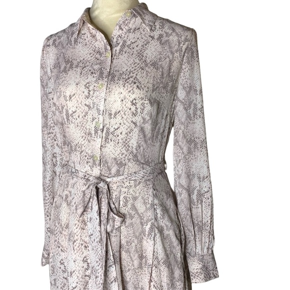 Loft Snake Print Button Front Belted Dress - Picture 4 of 6